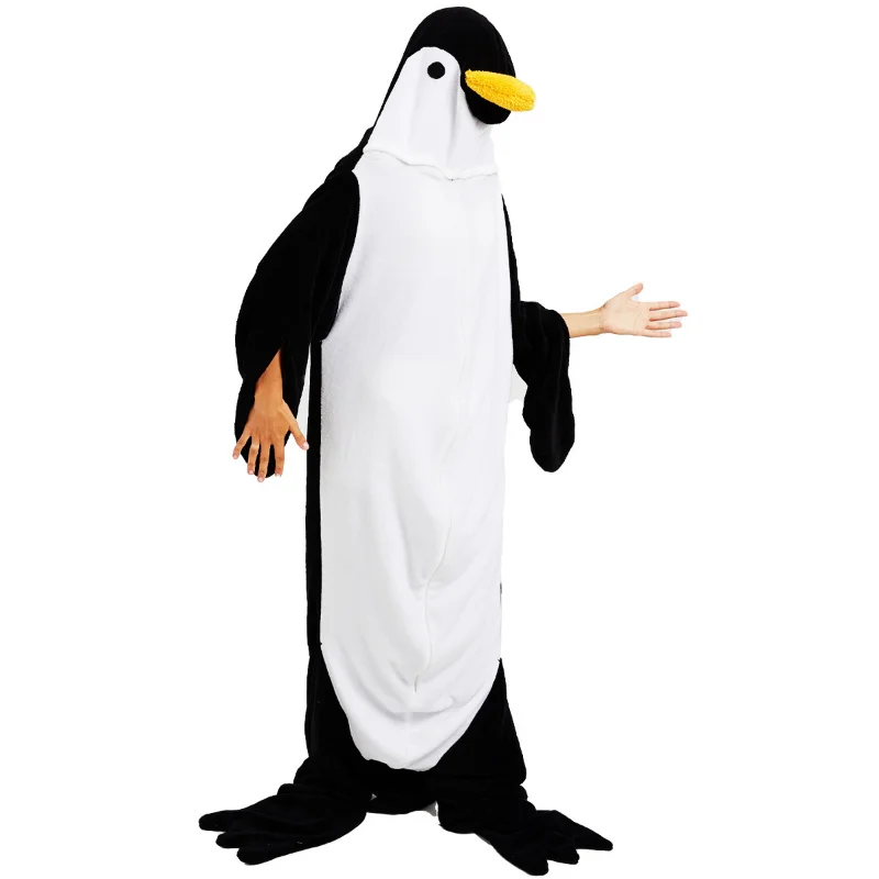 New Penguin Plush One-piece Pajamas Flannel Cartoon One-piece Pajamas Halloween Animal Performance Home Clothes