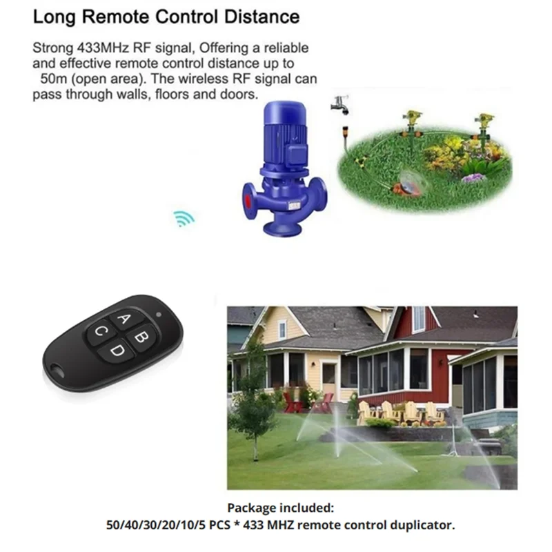 -MEOF 10 Stuks 433Mhz RF Kopie Afstandsbediening Sleutel 433.92Mhz 4CH Zender Duplicated Klonen Code Autosleutel fob Garagedeuropener
