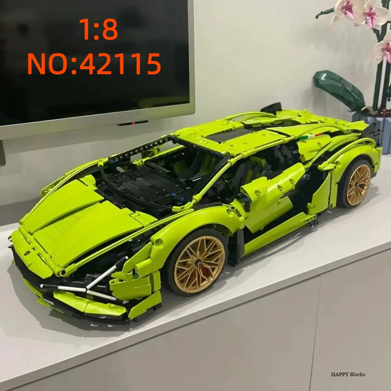 

1:8 New 3696 Pcs Technical Lambo Sian Building Blocks Compatible With 42115 Moc Bricks, Sports Car Model For Adults, Boys Toys