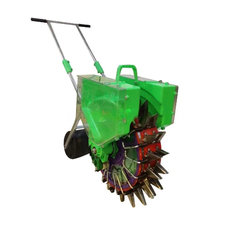 Top Sale Double Use Adjustable Hand Push Seeder and Fertilizer Machine Double Barrels