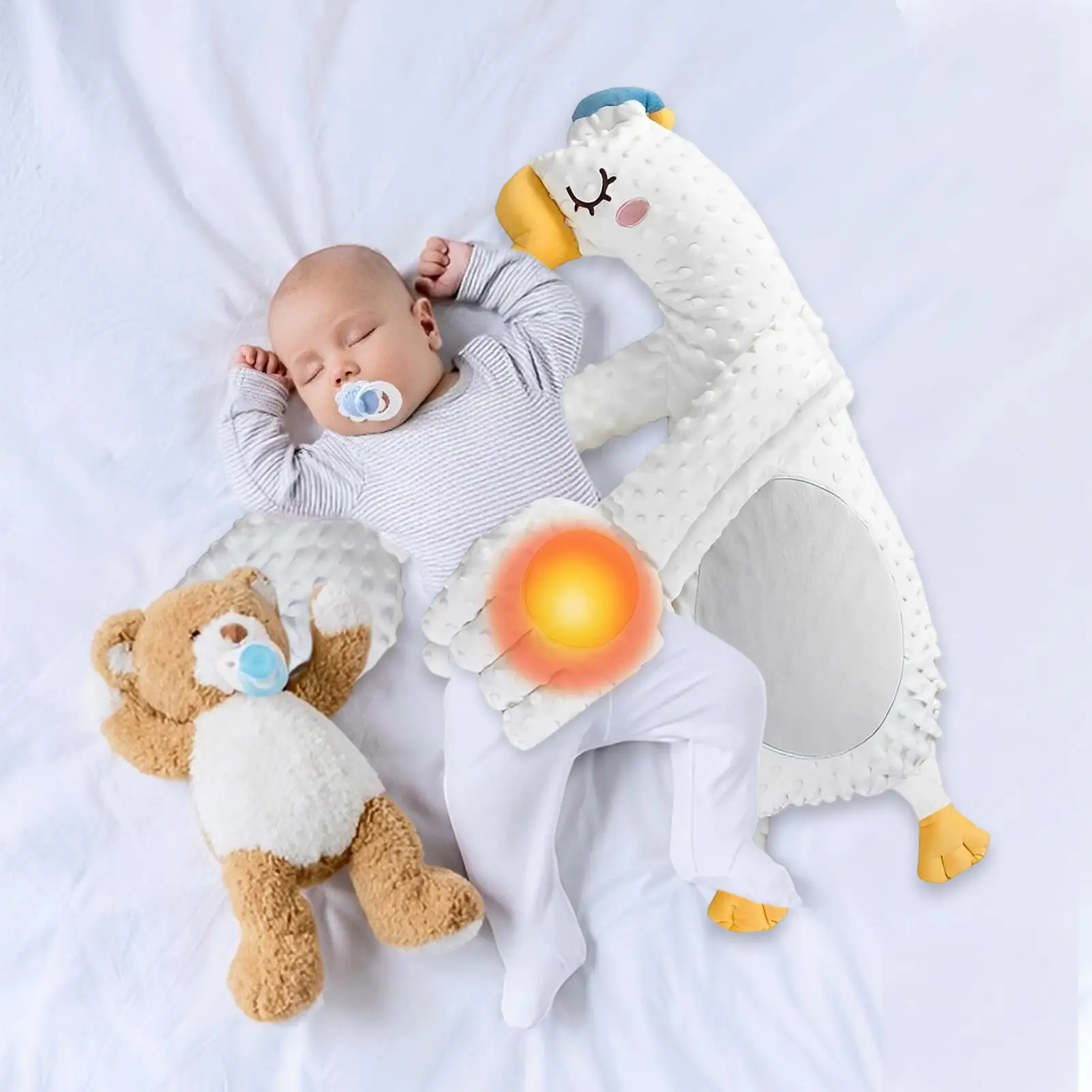 Baby Kloppend Kussen 3-modi Babyslaap Fopspenen Muzikaal Gezellig Dierenkussen Interactief Baby Kalmerend Palm Kloppend Slaapspeeltje