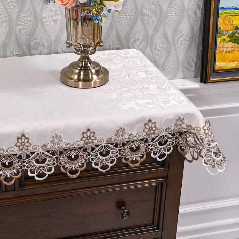 Dining Cabinet Edge Shoe Cabinet Cover Cloth Light Luxury Nordic Lace Fabric TV Cabinet Coffee Table