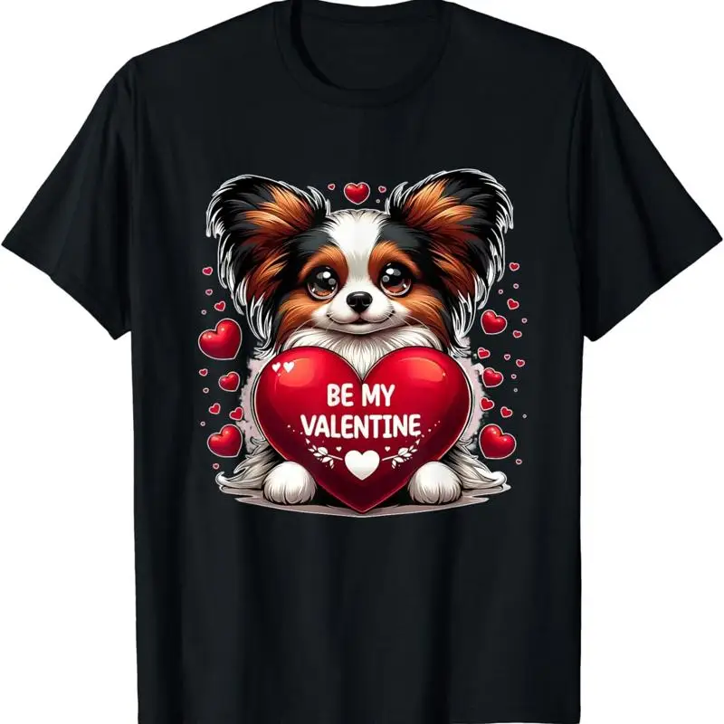 Be My Valentine Papillon Dog Heart T Shirt