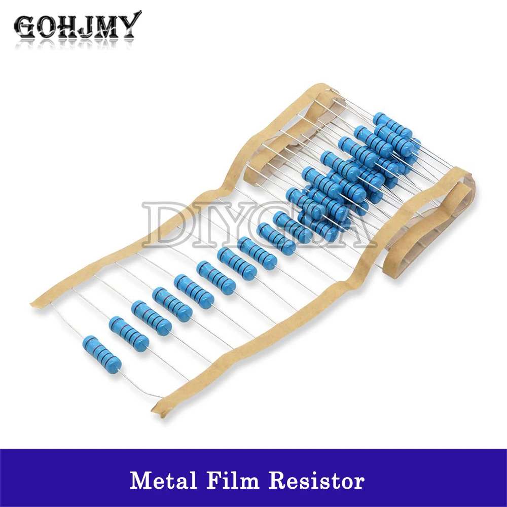 Resistencia de película metálica de 3W, 10 piezas, 1% 1R ~ 1M 2R 10R 22R 47R 100R 330R 1K 4,7 K 10K 22K 47K 100K 330K 470K 1 2 10 22 47 100 330 ohm