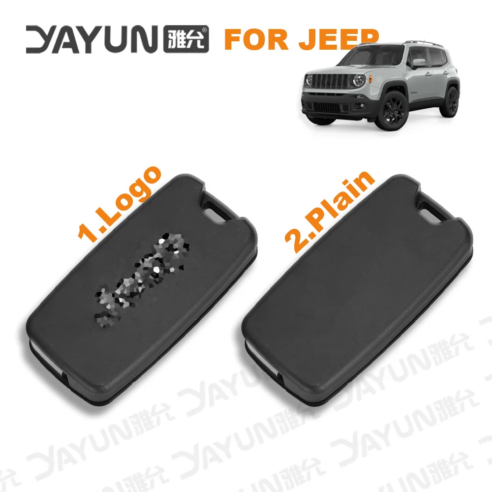 YAYUN 2+1 Buttons 2015/6/7/8 Flip Remote Car Key Shell Case With Uncut SIP22 Blade Replacement With Logo Renegade For Jeep