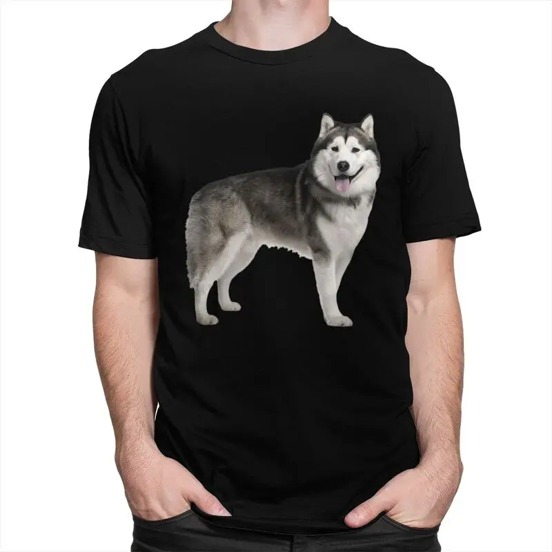 Custom Mens Siberian Husky T Shirts Short Sleeves Cotton T-shirt Leisure Alaskan Malamute Dog Tee Loose Fit Clothing