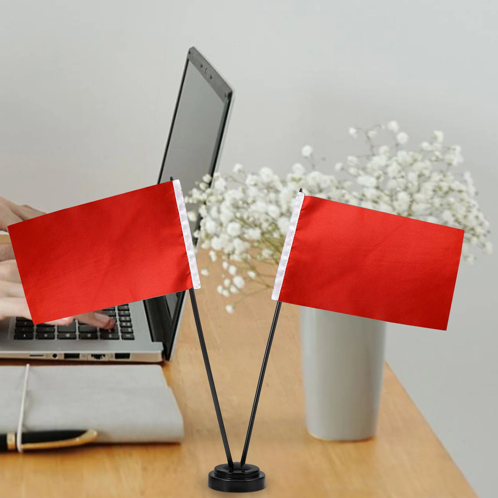 

1 set Flag Mini Stand Black 32cm Portable Small Flag Holder for Home Office Shopping Mall Display