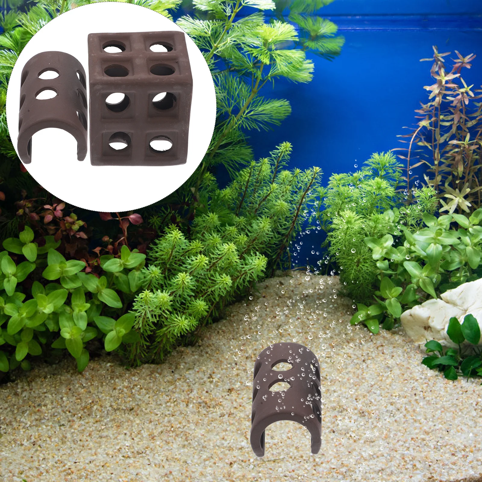 

2Pcs Fish Pond Cave Decor Aquarium Hideout Craft for Fish Tank Landscaping Natural Shrimp Hiding Caves Breeding Place Ceramic
