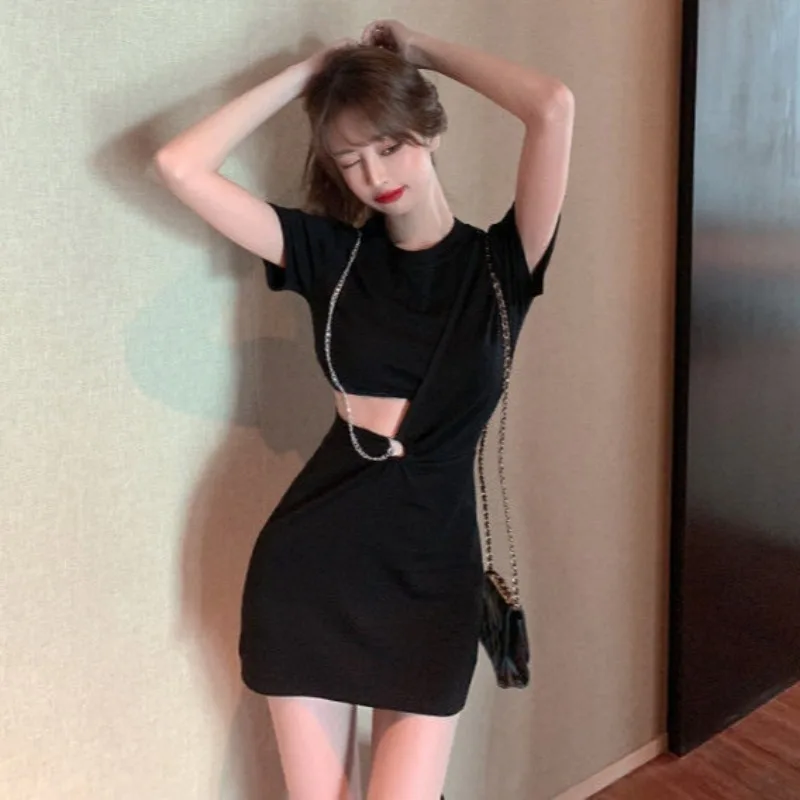 Dress Women Sexy Hollow Out Summer Causal Mini Party Vestidos Korean Hotsweet Night Club Lady Streetwear Fashion Y2k Aesthetic