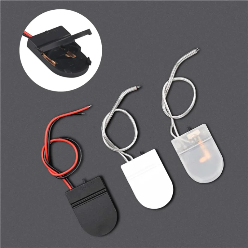 5 قطعة فتحة واحدة CR2032 CR 2032 زر عملة خلية حامل البطارية غطاء مع مفتاح التشغيل والإيقاف يؤدي سلك صندوق بطارية 3 فولت #4