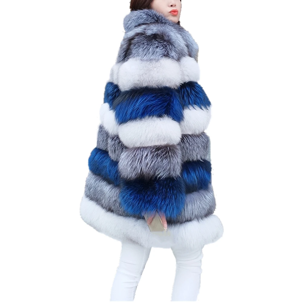 Women\'s Winter Parka Coat Luxury Long Sleeve Stand Fur Collar Faux Fur Coat Overcoat Faux Fox Fur Jacket Outwear