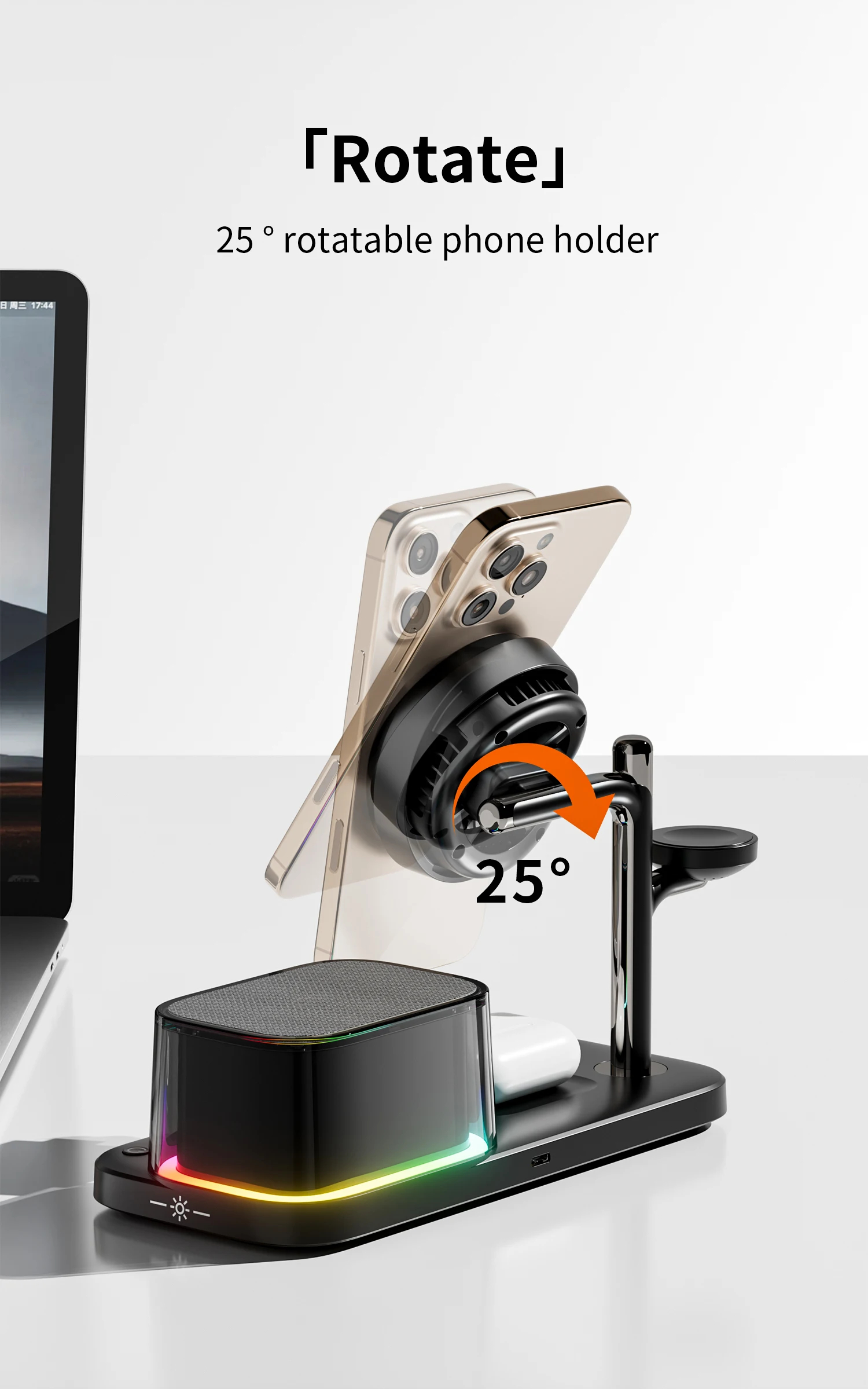 Qi2 25W ICE-Kühlung Magnetisches Kabelloses Ladegerät Bluetooth-Lautsprecher für iPhone 17 Samsung S26 Apple Galaxy Watch 2-8 Schnelles Laden – Detail 8