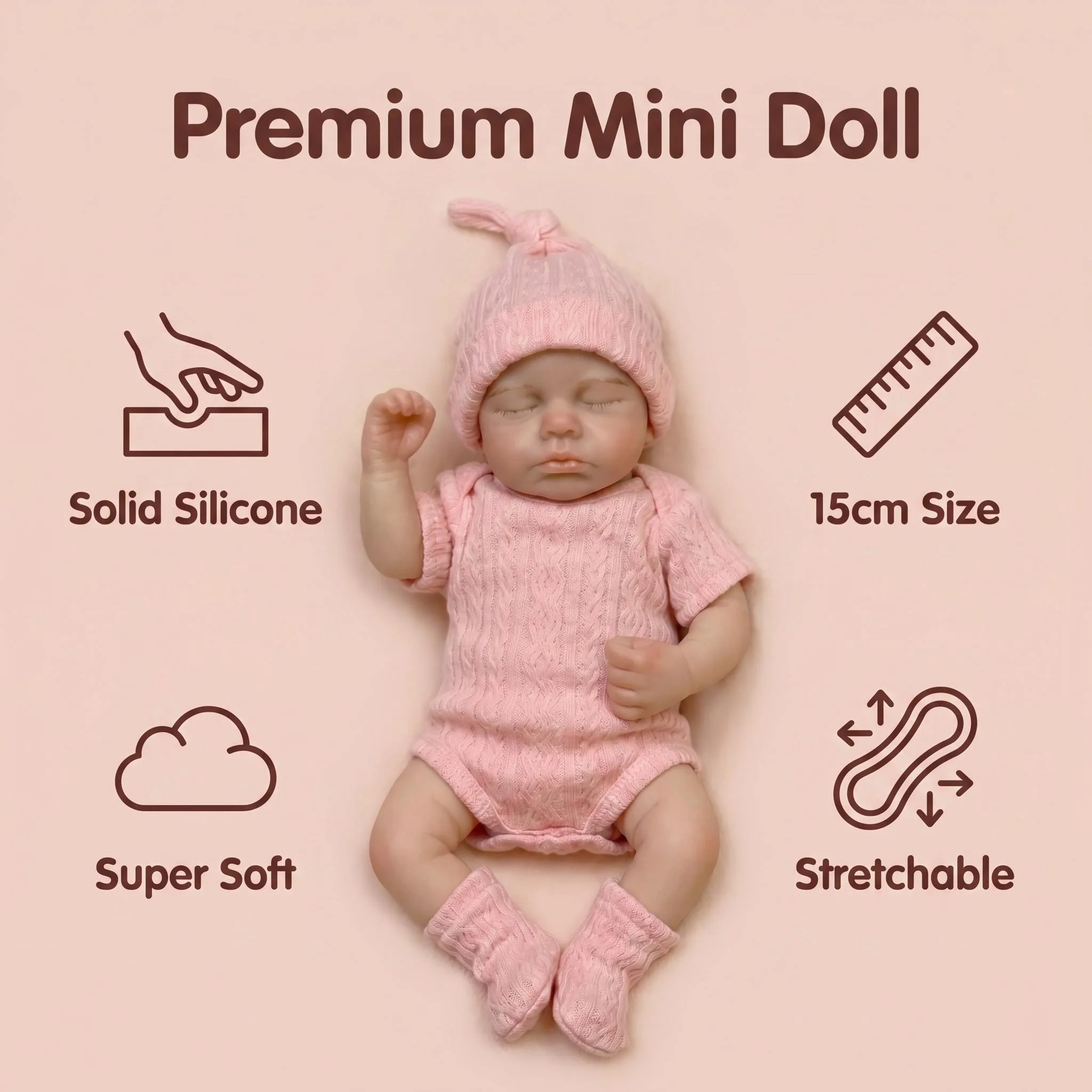 Picture 3: NPK 6-Inch Platinum Silicone Doll Loulou with Mini Accessories Soft Elastic Palm Handy Full Solid Collectible Toy