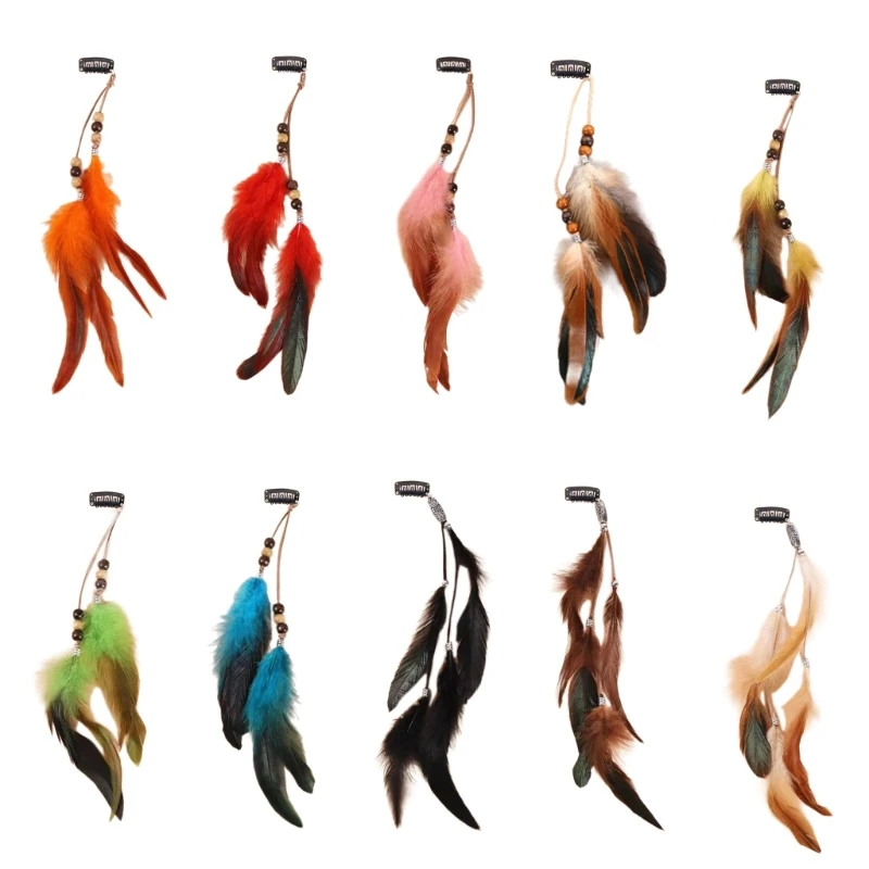 Accesorios para cabello elegantes con plumas y borlas, postizos fiesta para trajes K3KF