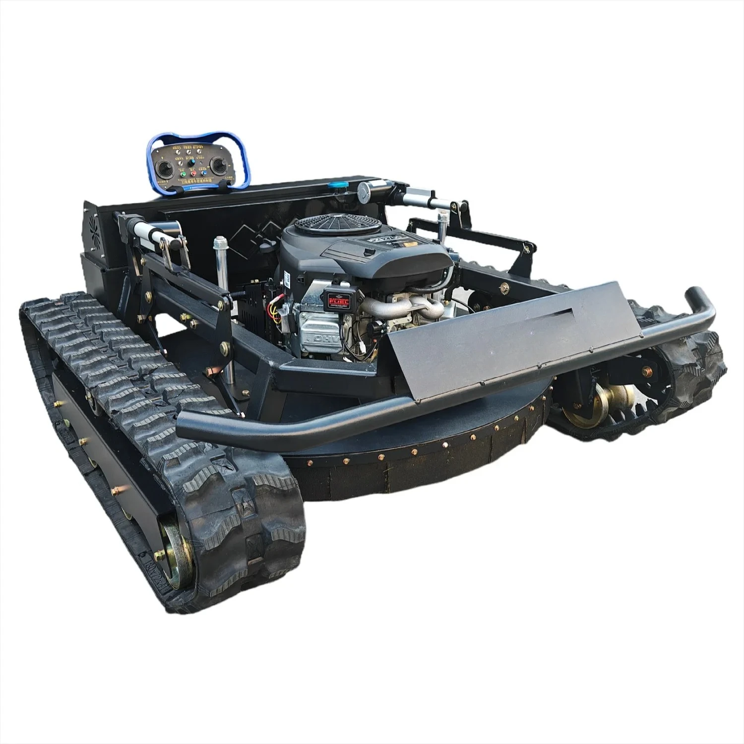 customized Double cylinder 27HP Gas Tracked Lawn Mower 1300mm Width Remote Control All Terrain Orchard Mower for Rough Terrain