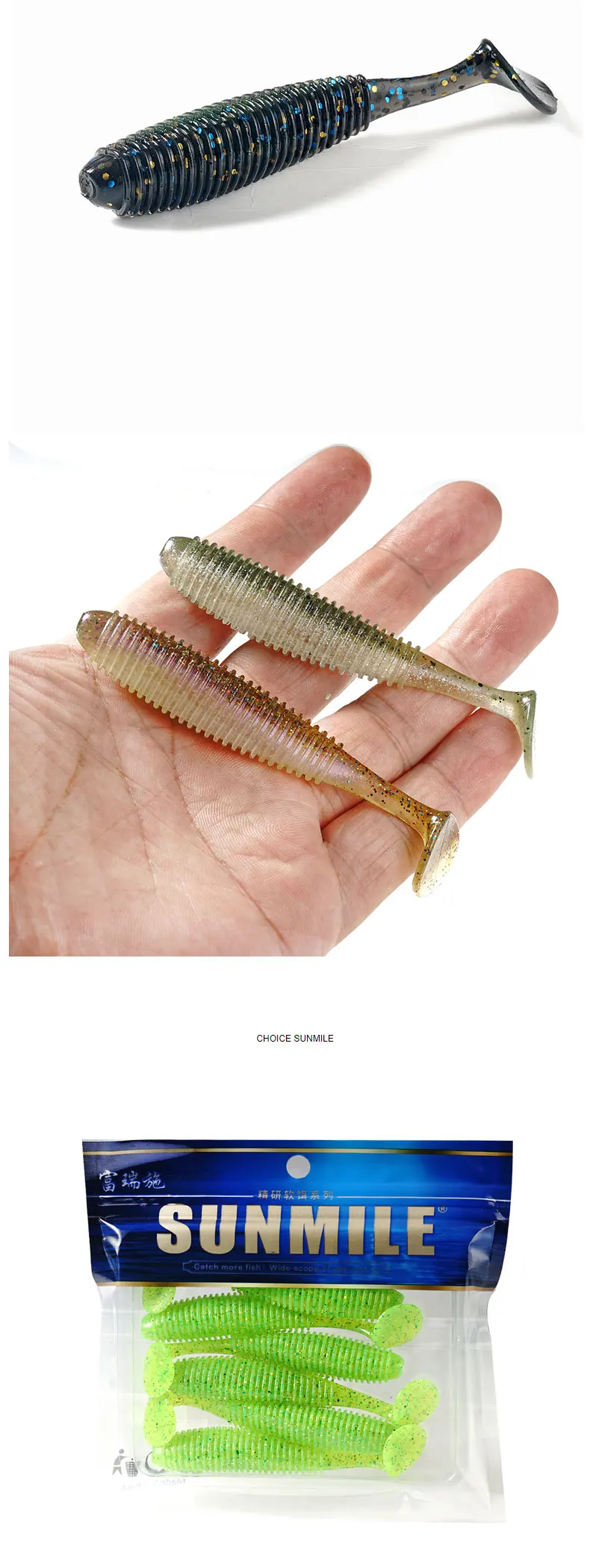 SUNMILE 6 Stück Weichköder Angelköder Vibro Fat 90mm Realistischer Köder mit Salz und Duft für Hechtangeln Barsch Forelle Bass Köder – Detail 5