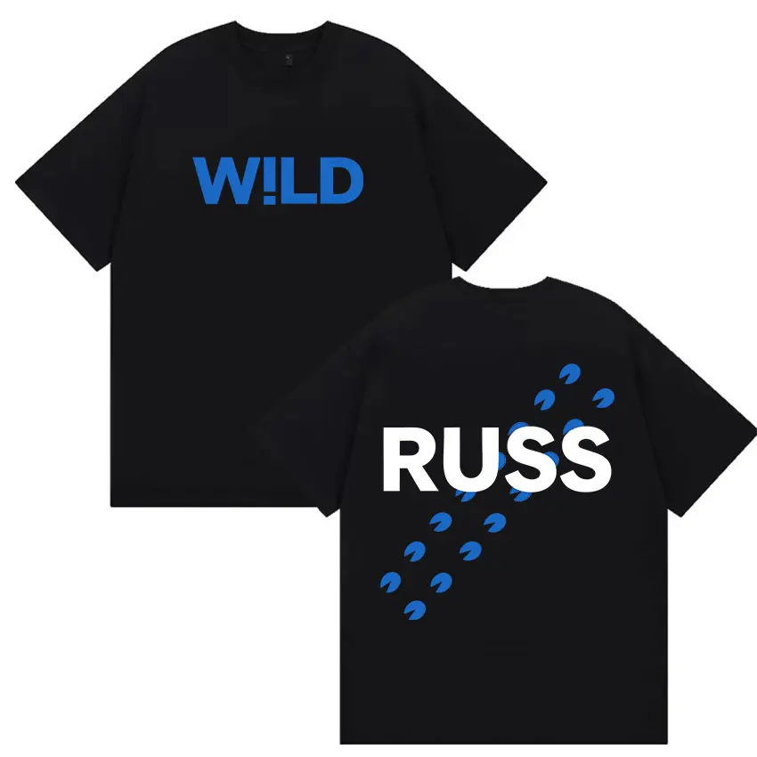 

Russ Into The Wild Tour Merch T-shirt Men's and Women's Fashion Cotton Short-sleeved T-shirt Hip-hop O-neck Clothing T-shirt