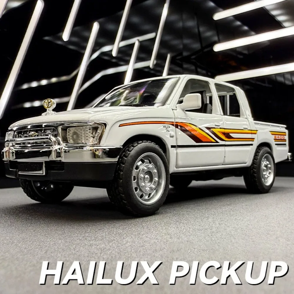 1:32 Scale Toyota Hilux Cars Toy Alloy Model 6 Doors Opened Miniature Off-road Wheel Pull Back Vehicle Home Decoration Presents