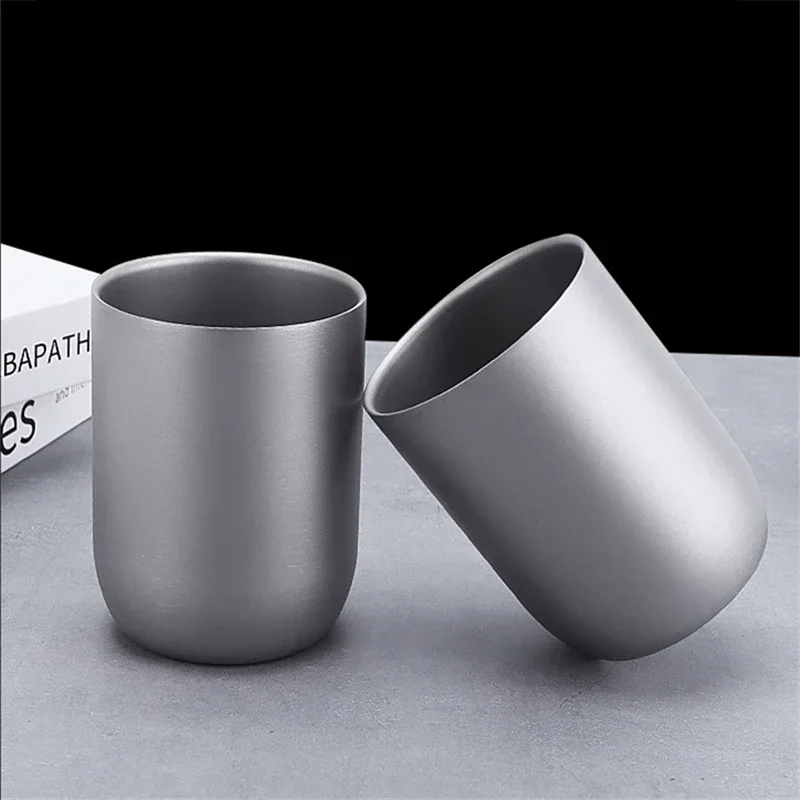 120/240ml Pure Titanium Beer Mug Double-layer Coffee Tea Cup Luxury Camping Water Cups Outdoor High Temperature Resistance Cup