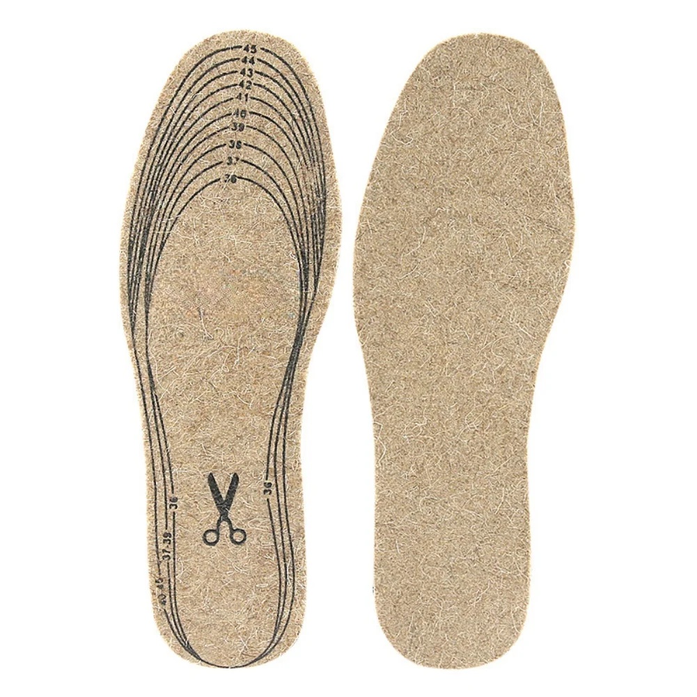 Winter insoles designed with thickened wool felt layers shock absorbing technology and multisize customization for