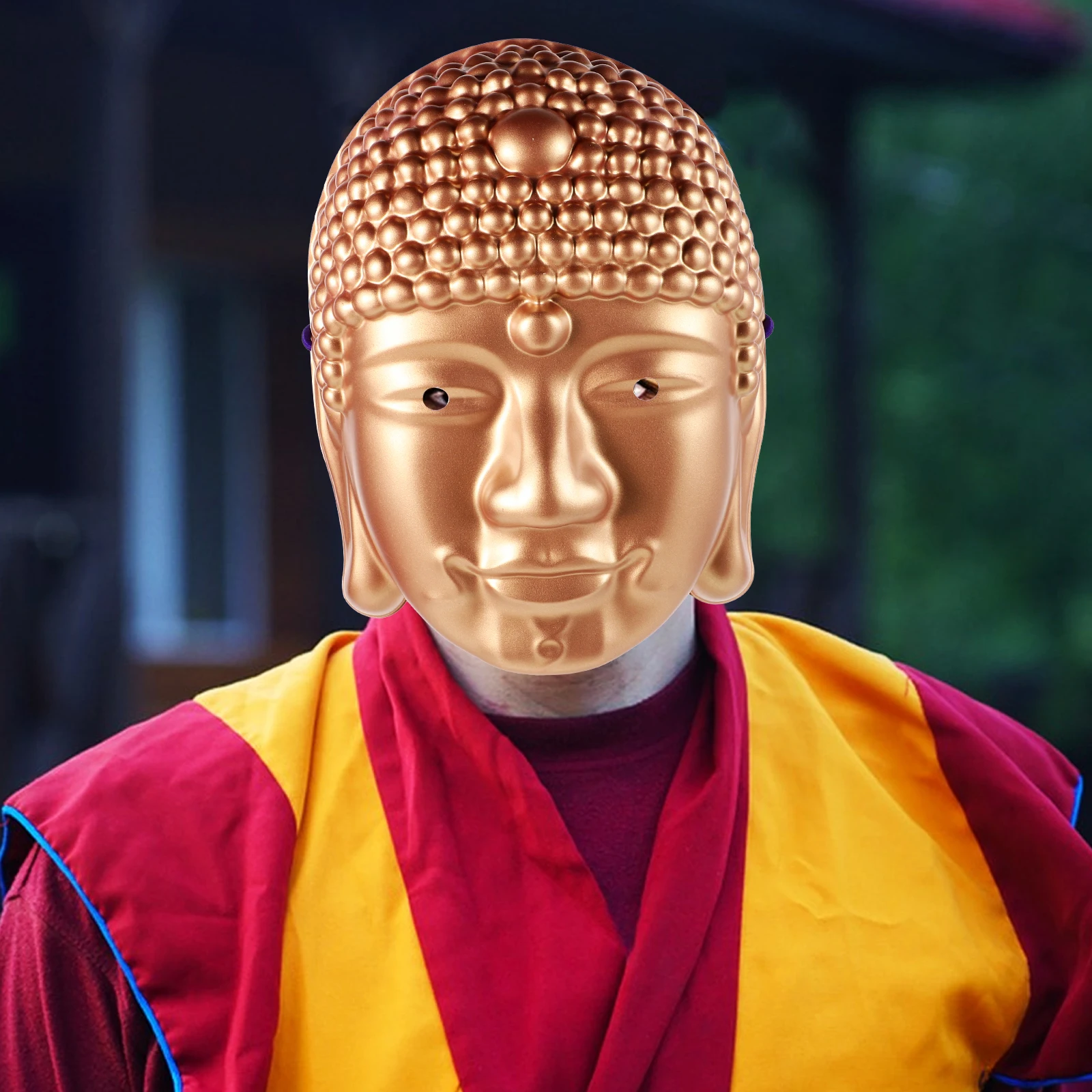 

2pcs Buddha Head Plastic Face Costume Prom Headgear Carnival Masquerade Mask for Men Unisex Durable Mardi Gras Halloween