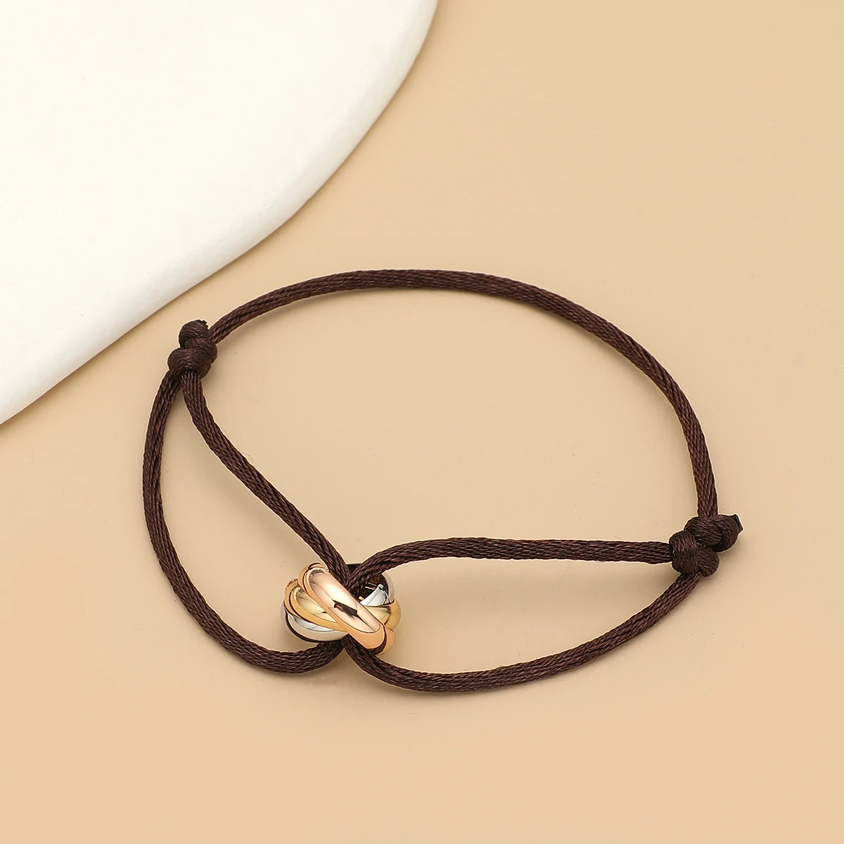 Eenvoudige mode unisex armband 3-metalen ronde cirkel accessoire verstelbare herentouwarmband voor dames sieraden geschenken