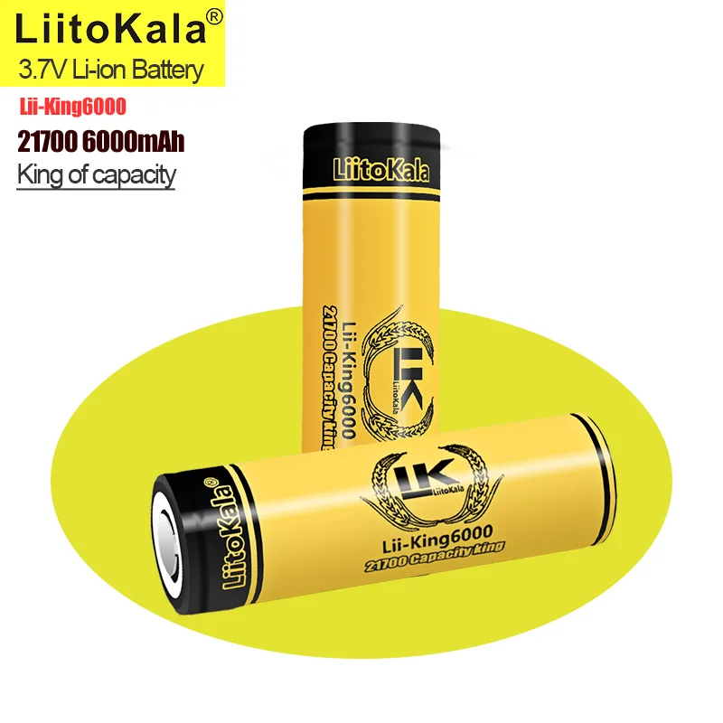 1-20 buah LiitoKala King6000 21700 6000mAh baterai isi ulang 3.7V 1C debit baterai daya tinggi untuk peralatan daya tinggi