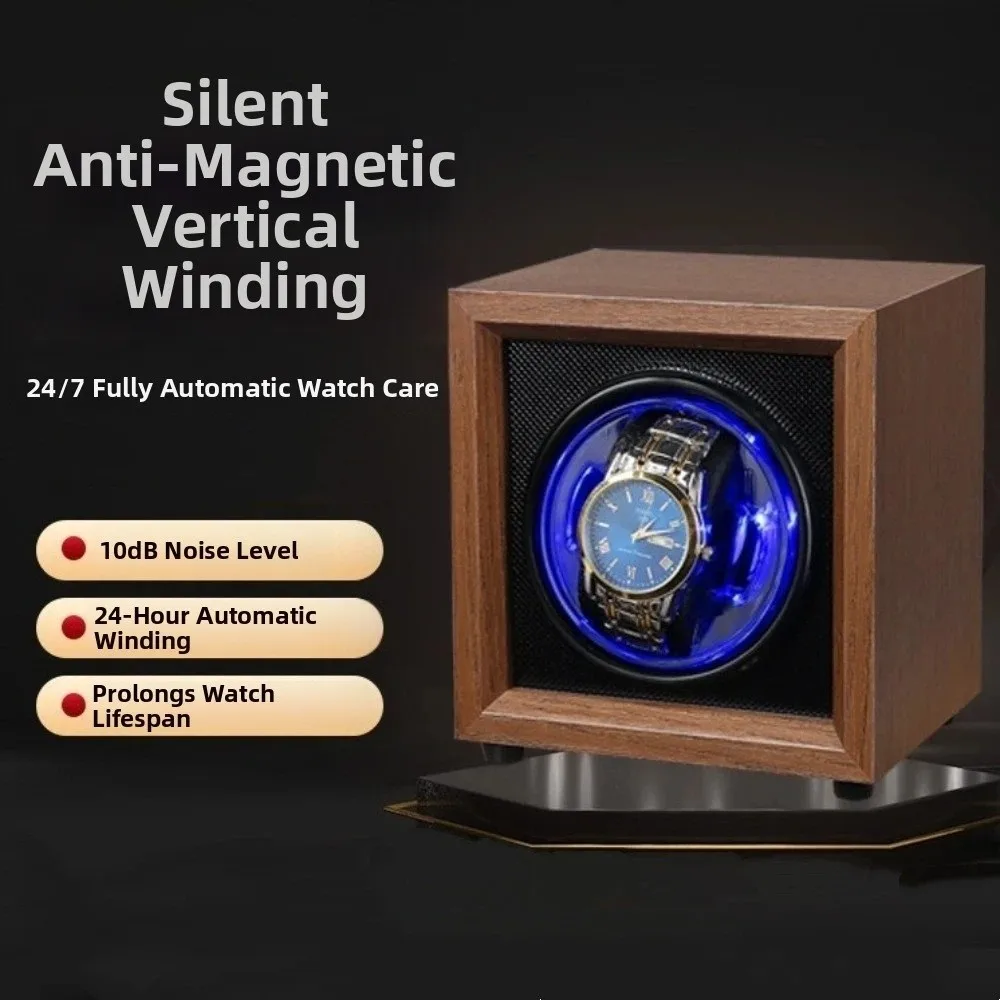 USB Power Automatic Watch Winder Mute Motor Wooden Case Rotating Watch Box Single Position Fully Automatic