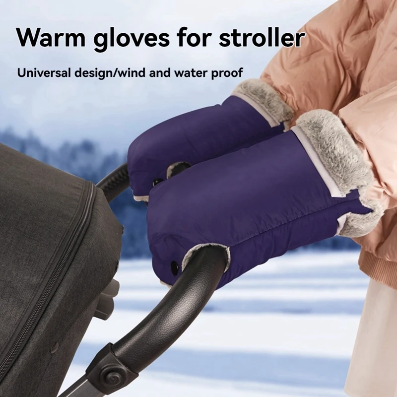 Baby Stroller Gloves,Wind-Proof And Frost-Resistantfluff Lining Gloves, Suitable For Baby Strollers, Carts And Bicycles