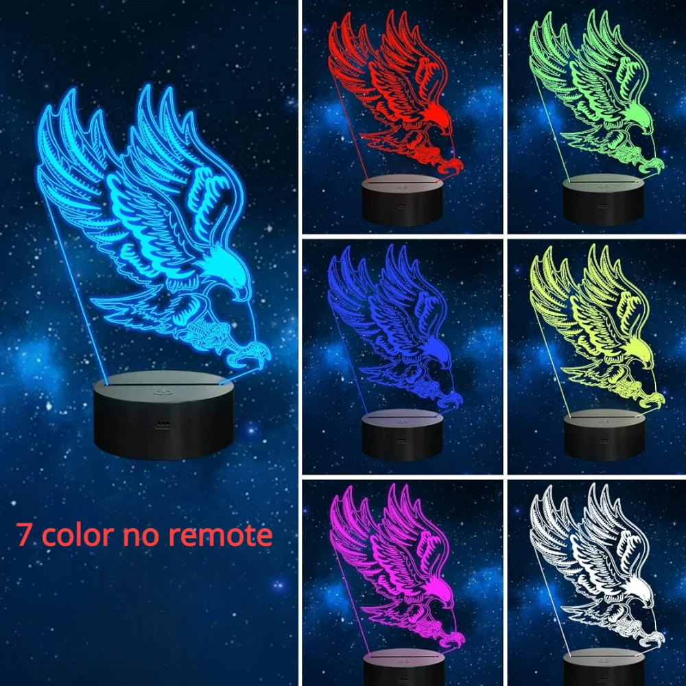 Nighdn-3D Eagle LED Night Light, Lâmpada de Ilusão Óptica, Mesa, Lâmpada de Cabeceira, Natal, Presente de Aniversário para Criança, Amante Família