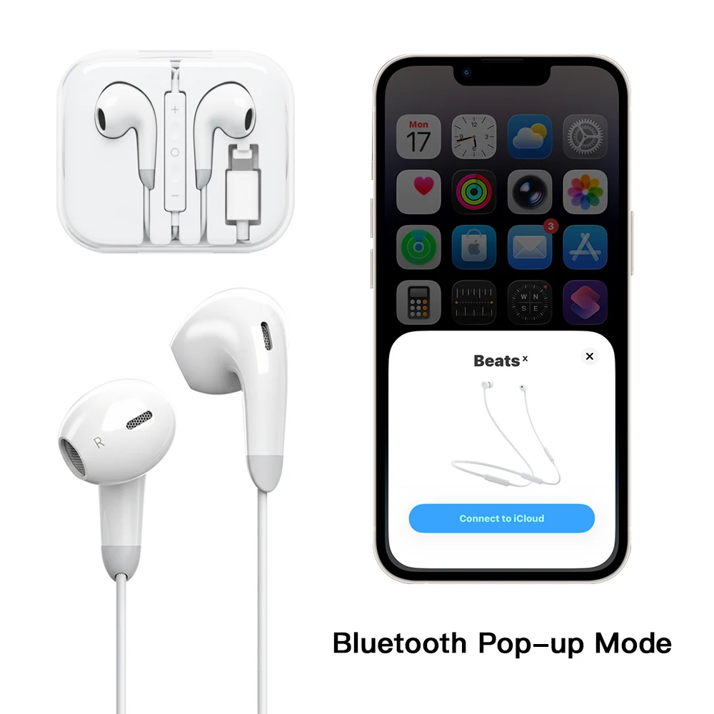 سماعات رأس سلكية لايتنينج لهاتف آيفون 14 13 12 11 Pro Max X XS XR 8 Plus 3.5 مللي متر HiFi Bass سماعات صوت ستيريو داخل الأذن