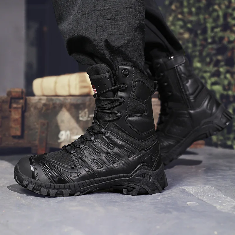 Men's Tall Boots Wear-resistant Training Waterproof Outdoor Mountaineering Sports Special Forces Desert Combat Tactical