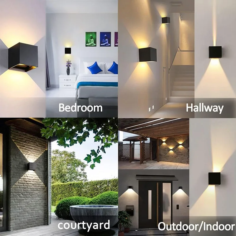 Outdoor impermeável LED lâmpada de parede, iluminação interior, alumínio varanda, jardim luzes, sala de estar, quarto, escadas, IP65, 6W, 12W