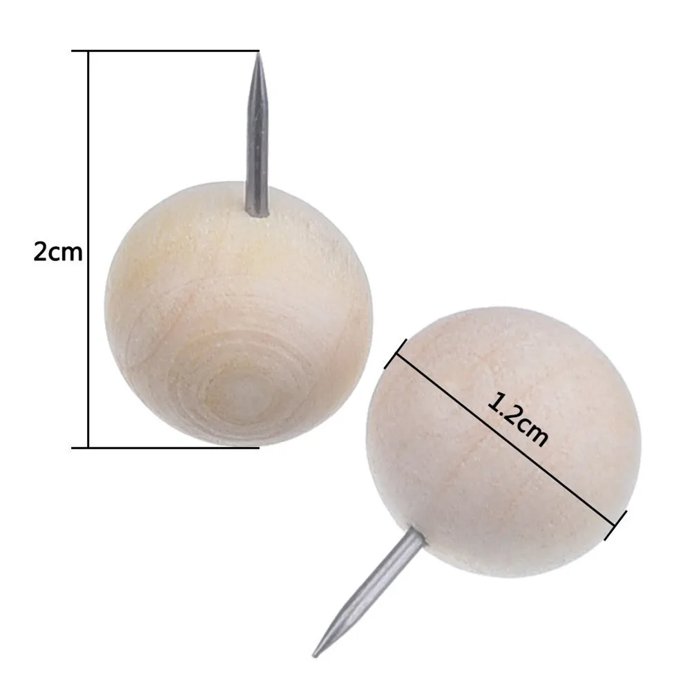 200Pcs Natural Wood Pushpins Strong Holding Thumbtacks for Studio Exhibitions Childrens Art Projects Home Office DIY Decoration