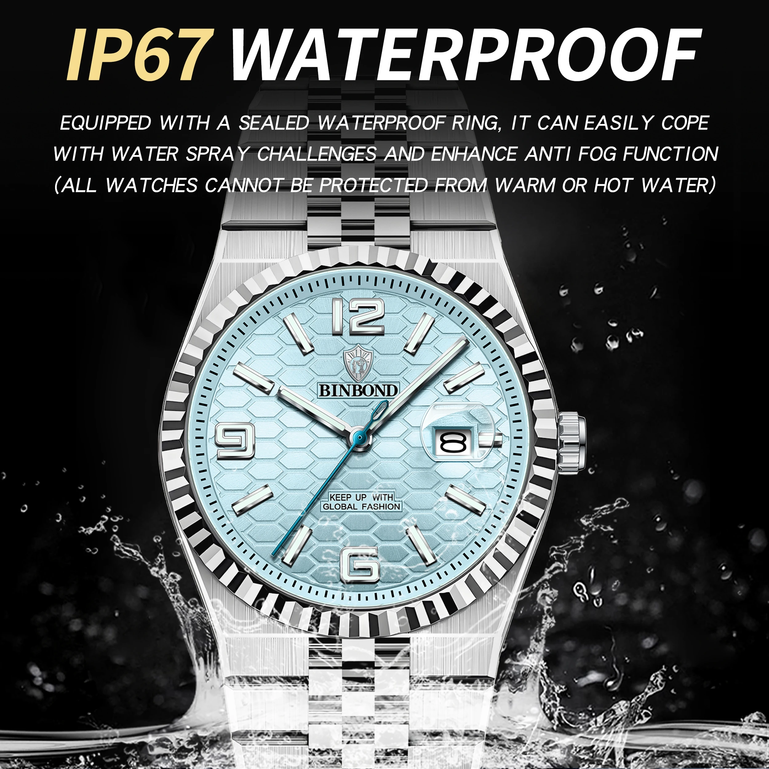 BINBOND Luxury quartz wristwatches luminous waterproof auto date men's watch steel clock business sport fashion casual reloj image 5