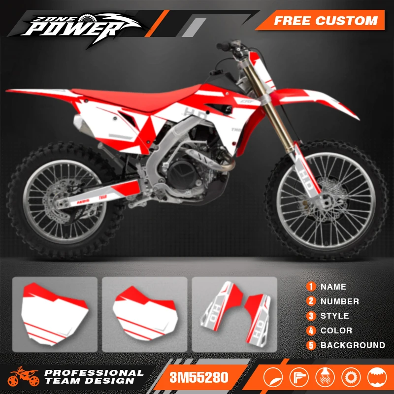 Powerzone Motorcycle Graphic Decal Stickers Kits For Honda CRF250RX 2018-2021 CRF450RX 2017-2020 Number Name Customize 001