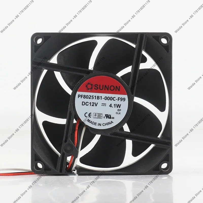 

Jianzhun SUNON PF80251B1-000C-F99 8025 80X80X25MM 5V 24V 48V DC12V 4.1W 8CM High air volume chassis inverter Silent cooling Fan