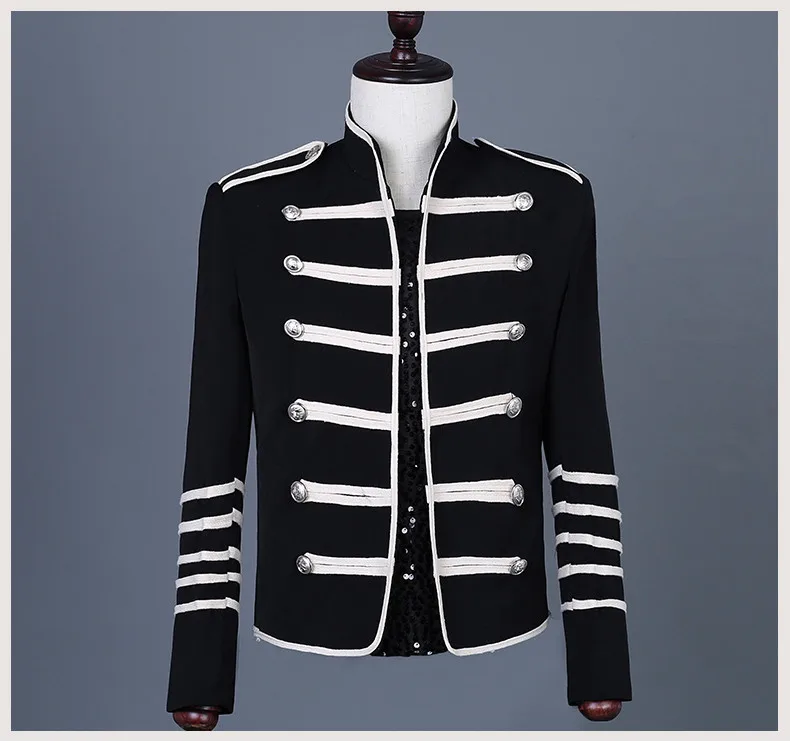 

S-4XL Men's Court Stripe Jacket Singer Jazz Dancer Team Performance Costume Fashion Slim Coat Nightclu Concert Bar Blazers Tops