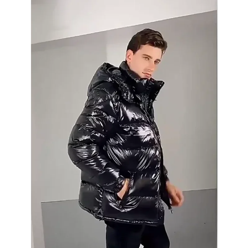 

Men Thick Windbreaker Hooded Parkas Winter Mens Clothing Shiny Down Brand Parkas Coats Man Mountain Ski Cotton Thermal Coats
