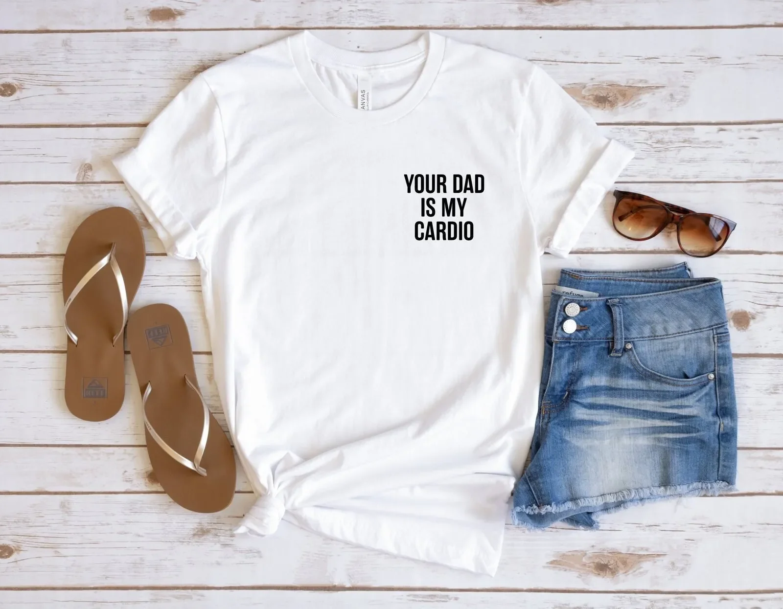 Your Dad Is My Cardio T Shirt Pocket Gym Partner Minimalist Workout Matching Powerlifting