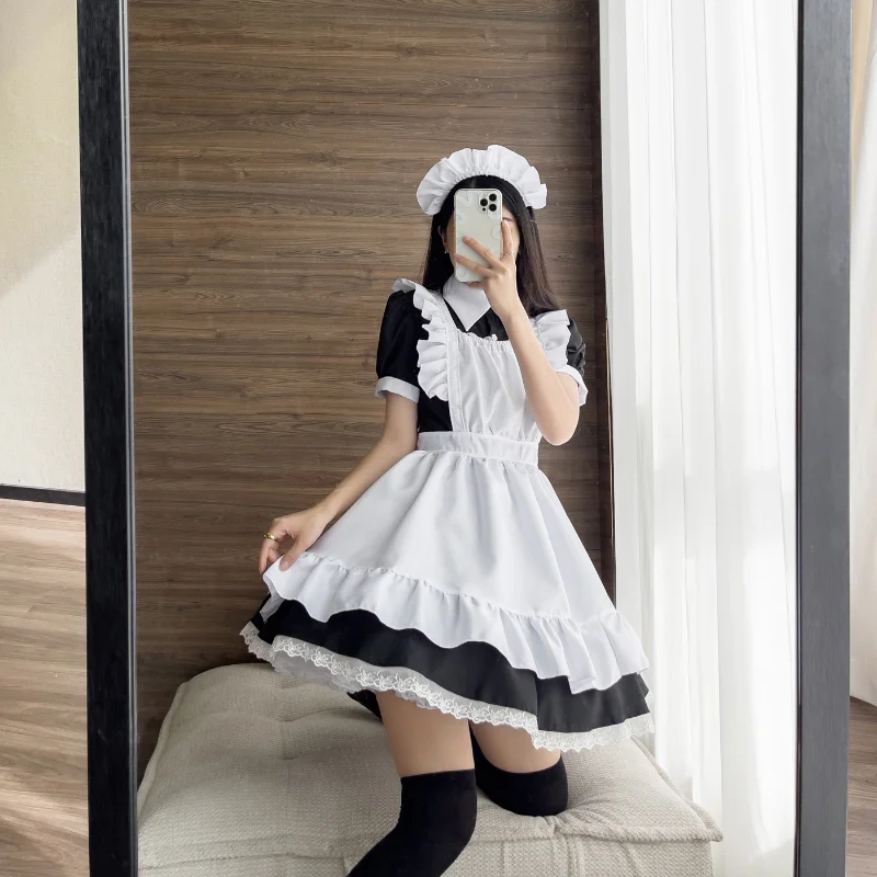 Gothic Lolita Anime Maid Cosplay Costumes Women Plus Size Love Live Cosplay Halloween Animation Sweet Coffee Waitress Role Play