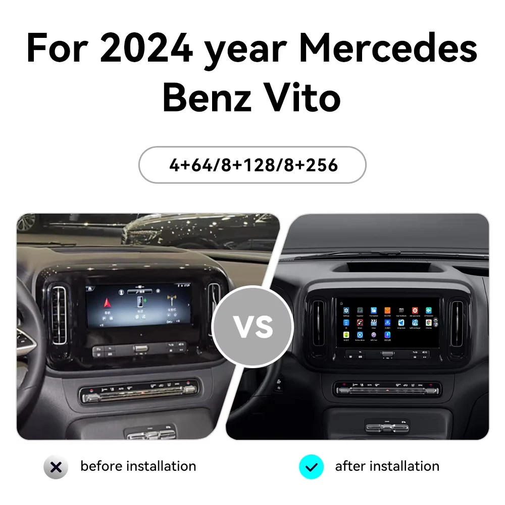 Lizpofly 12.5' Android14 CarPlay for Mercedes Benz Vito 2024 Wireless NGT7.0 GPS Stereo Multimedia Head Unit with Android Auto