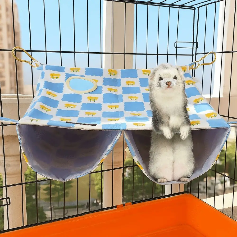 เปลญวนลายการ์ตูนสำหรับเฟอร์เร็ต กันน้ำ ระบายอากาศได้ดี แบบสองชั้น เปิดได้หลายด้าน ใช้เป็นรังสำหรับแฮมสเตอร์ได้