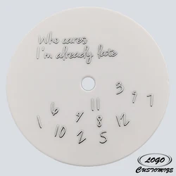 Who Cares I'm Already Late 28.5mm Dial NH series model 35 Dial enamel ceramic white 3D metal text NO LOGO Dial Watch Accessories