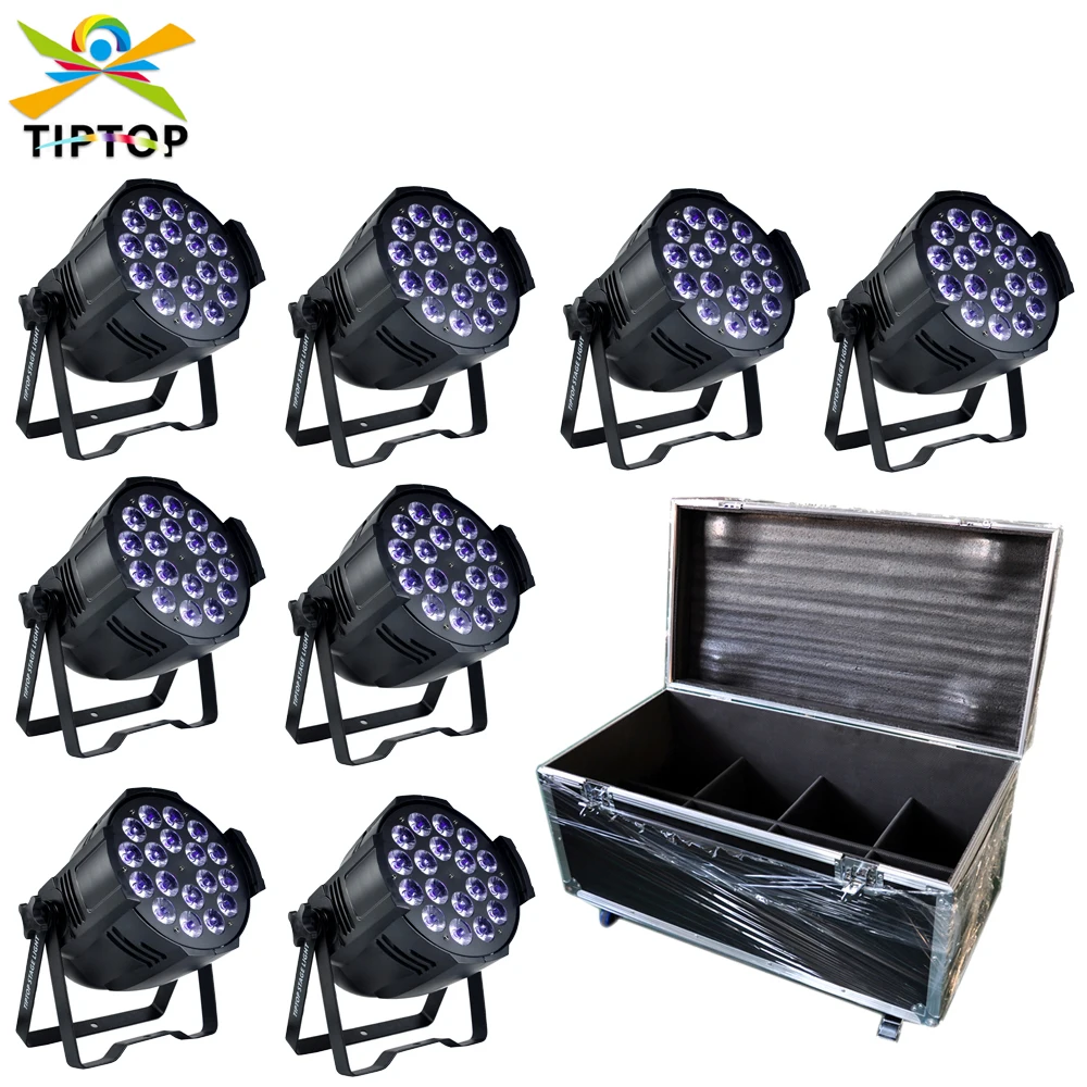 

8IN1 Roadcase Pack 18x18W Casting Aluminum Led Par 64 Cans Heavy Weight Real LED Power Machine Soldering DMX 6/10 Channels