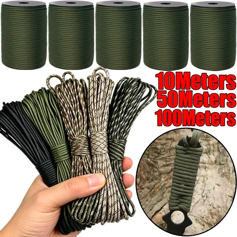 10/100M 9-Core Parachute Rope Multi-functional Umbrella Tent Lanyard Straps Emergency Survival Parachute Cord for Hiking Camping