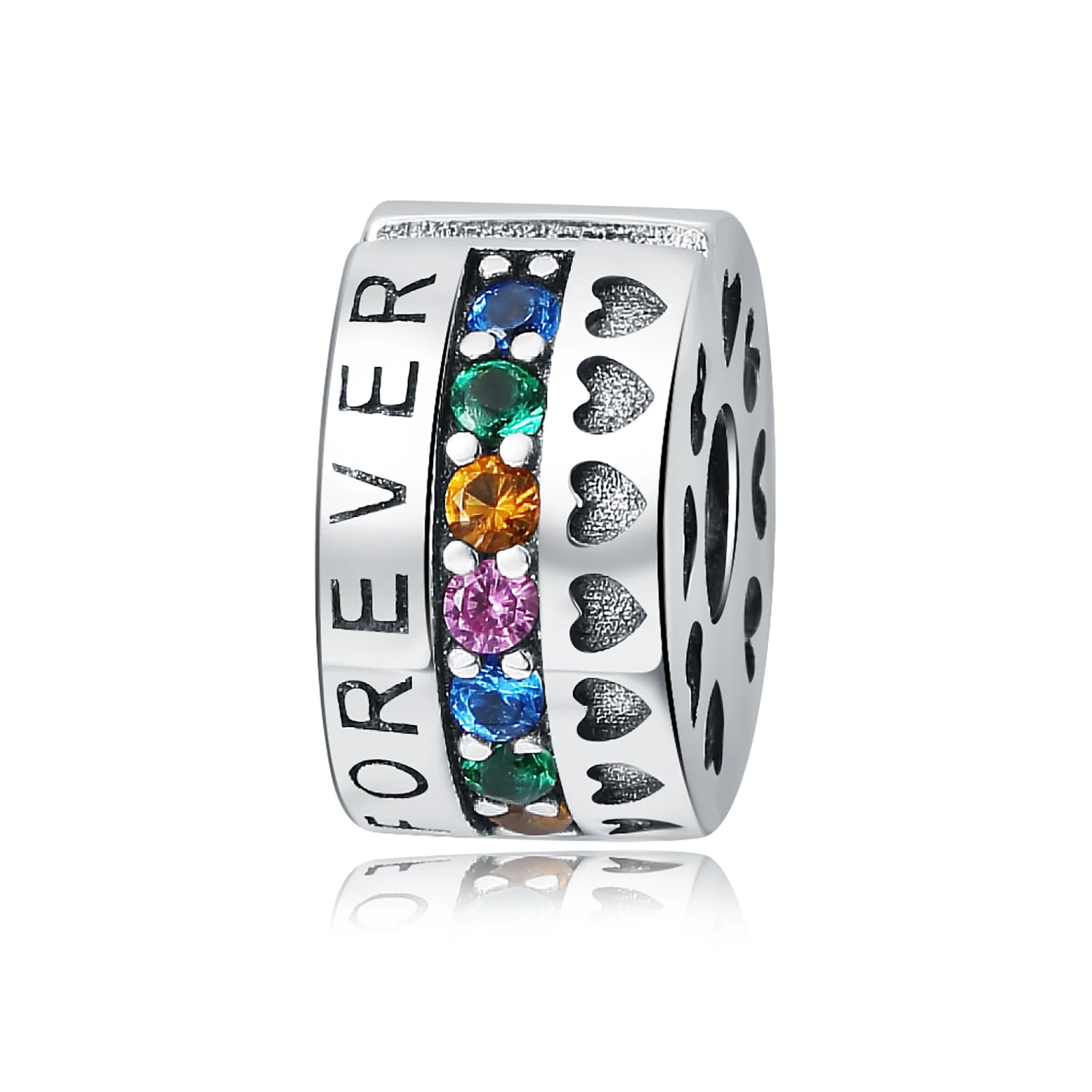 

Original 925 Sterling Silver Charms Luxury Colored Zircon Stone Fixed Clip Beads Fit Bracelet Diy Women Making Delicate Gift