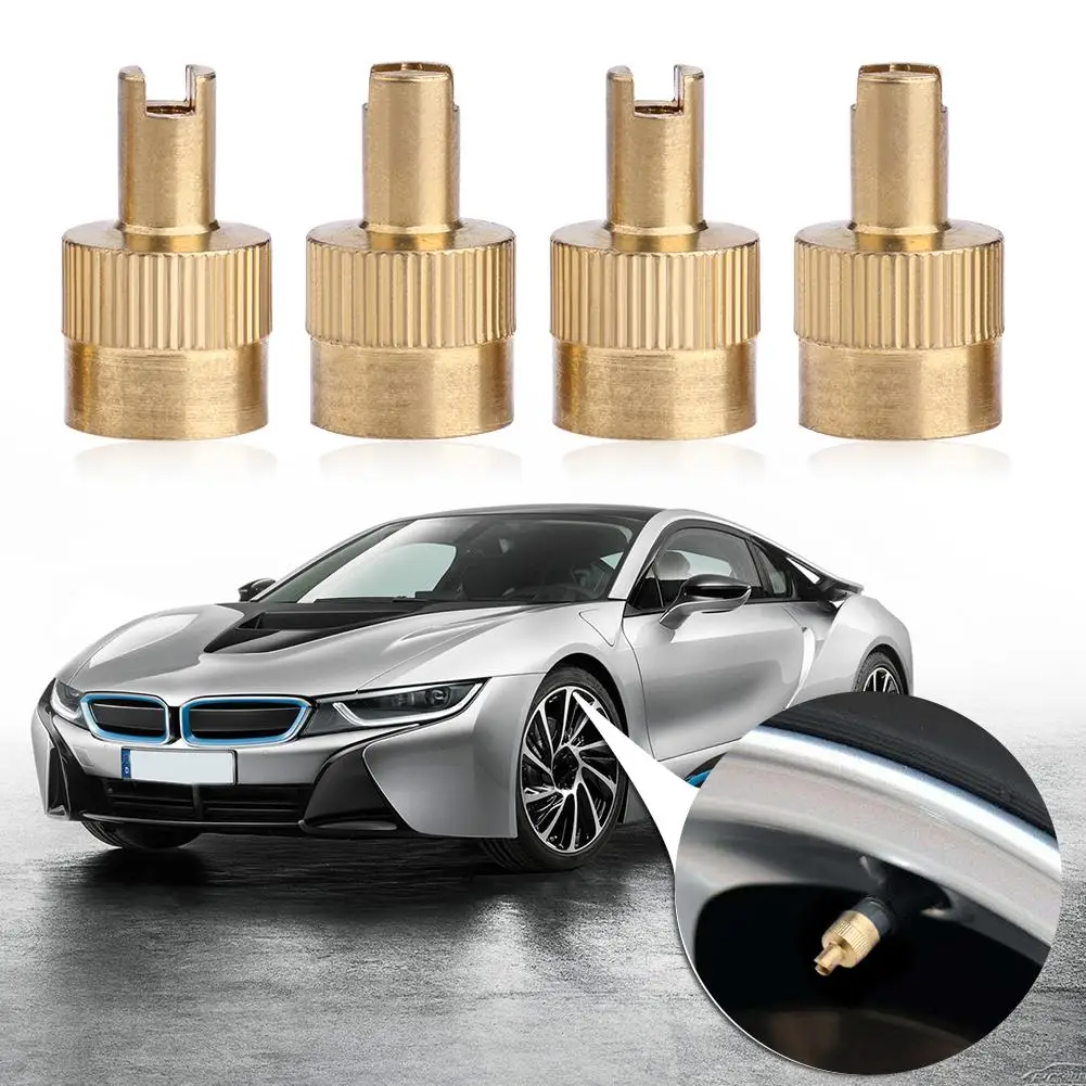8pcs Slotted Head Valve Stem Caps with Core Remover Tool for Car Motorcycle Tire Valve Repair Cap Car Wheels Tires Kit