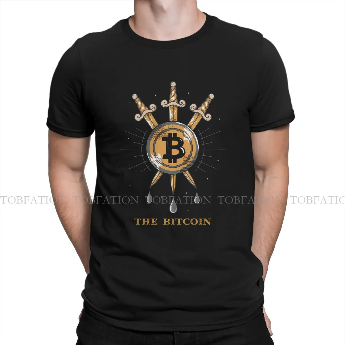 Tarot Card Fashion TShirts Vintage Bitcoin Cryptocurrency Male Style Pure Cotton Streetwear T Shirt O Neck 