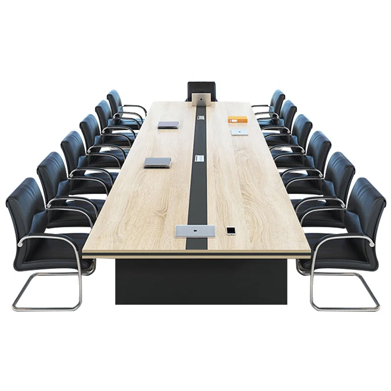 Office conference table simple modern staff large rectangular table industrial style strip negotiation table and chair combinati